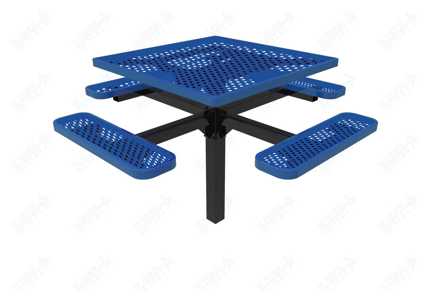 MyTcoat MYT - TSQ46 - 12 46″ Square Pedestal Picnic Table With Inground Mount (76"W x 76"D x 30"H) - SchoolOutlet