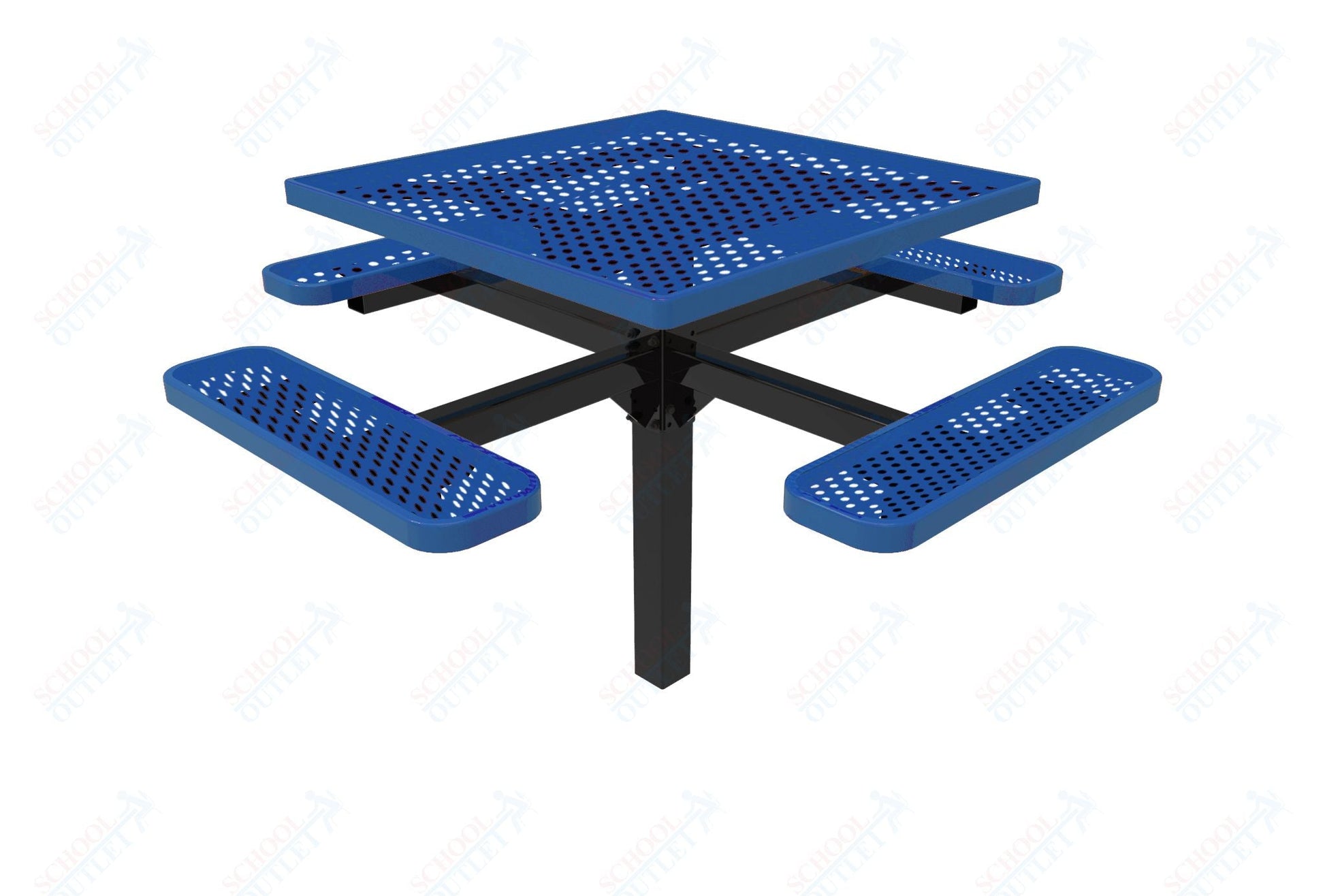 MyTcoat MYT - TSQ46 - 12 46″ Square Pedestal Picnic Table With Inground Mount (76"W x 76"D x 30"H) - SchoolOutlet
