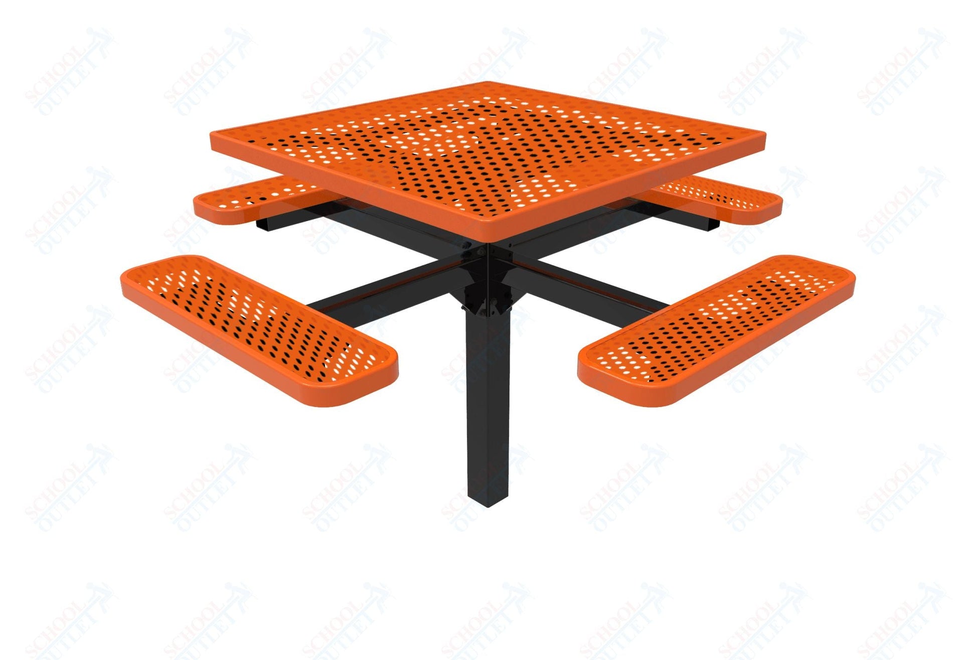 MyTcoat MYT - TSQ46 - 12 46″ Square Pedestal Picnic Table With Inground Mount (76"W x 76"D x 30"H) - SchoolOutlet