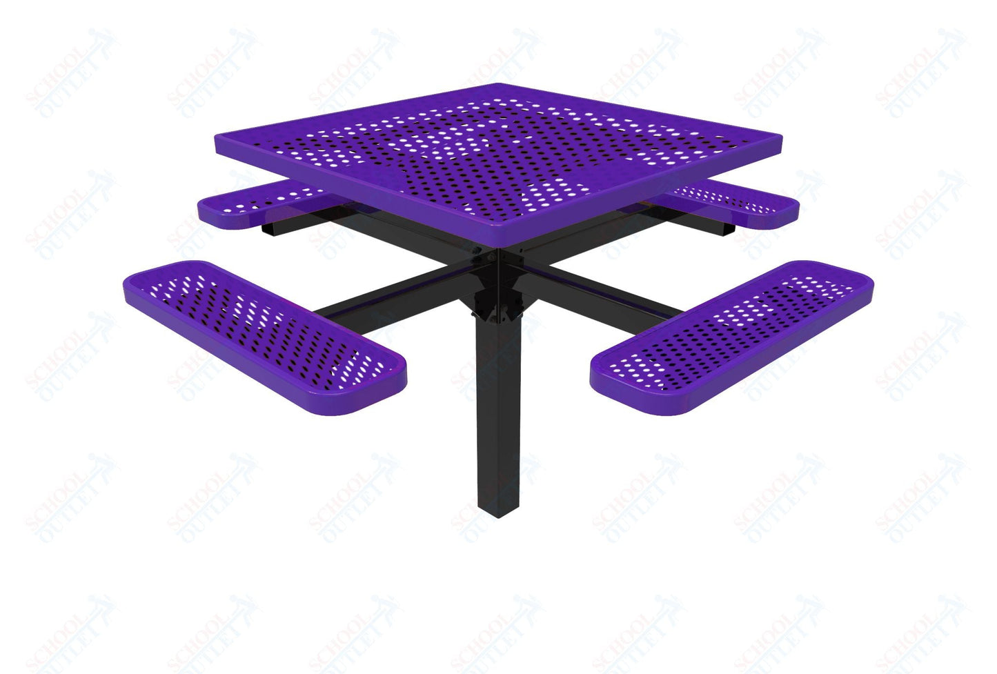 MyTcoat MYT - TSQ46 - 12 46″ Square Pedestal Picnic Table With Inground Mount (76"W x 76"D x 30"H) - SchoolOutlet