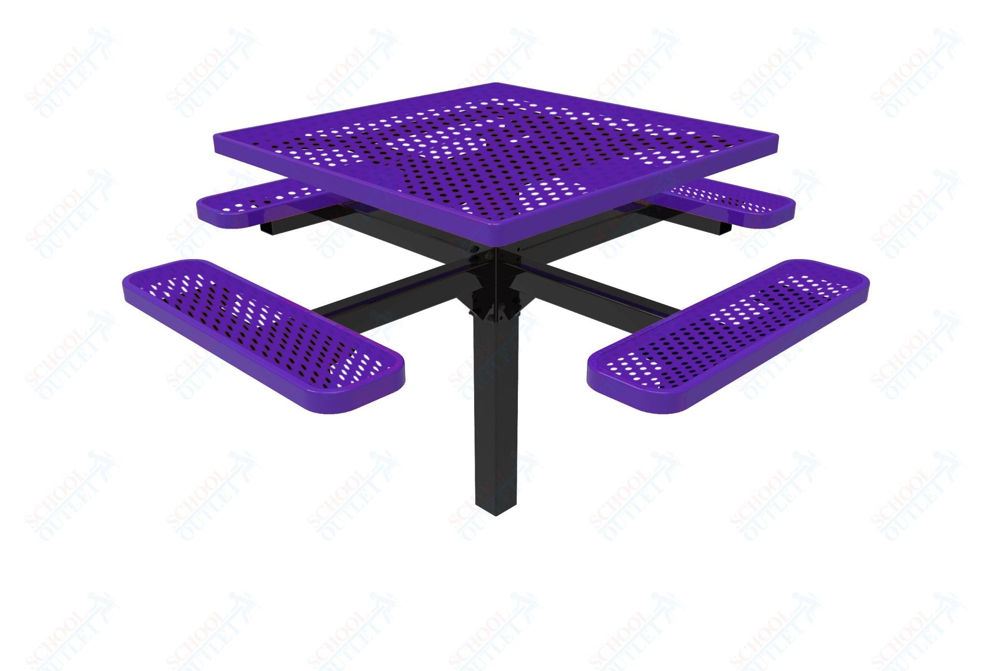 MyTcoat MYT - TSQ46 - 12 46″ Square Pedestal Picnic Table With Inground Mount (76"W x 76"D x 30"H) - SchoolOutlet