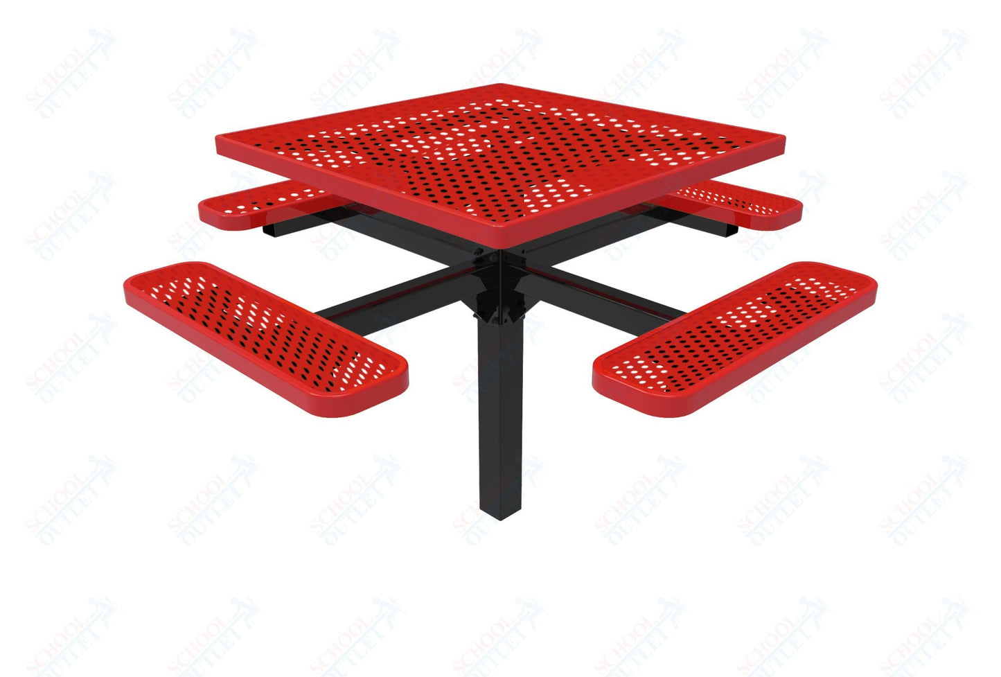 MyTcoat MYT - TSQ46 - 12 46″ Square Pedestal Picnic Table With Inground Mount (76"W x 76"D x 30"H) - SchoolOutlet