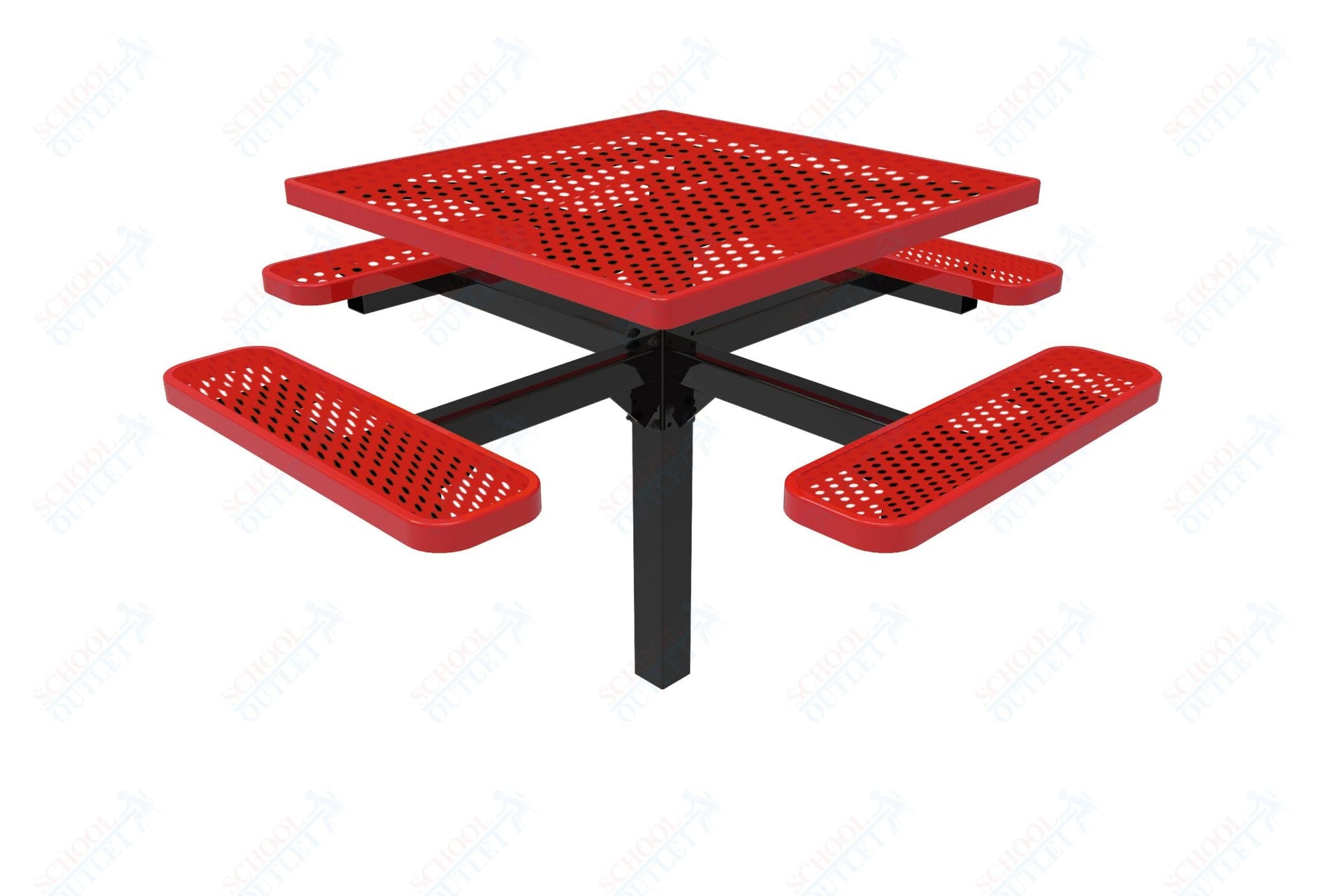 MyTcoat MYT - TSQ46 - 12 46″ Square Pedestal Picnic Table With Inground Mount (76"W x 76"D x 30"H) - SchoolOutlet