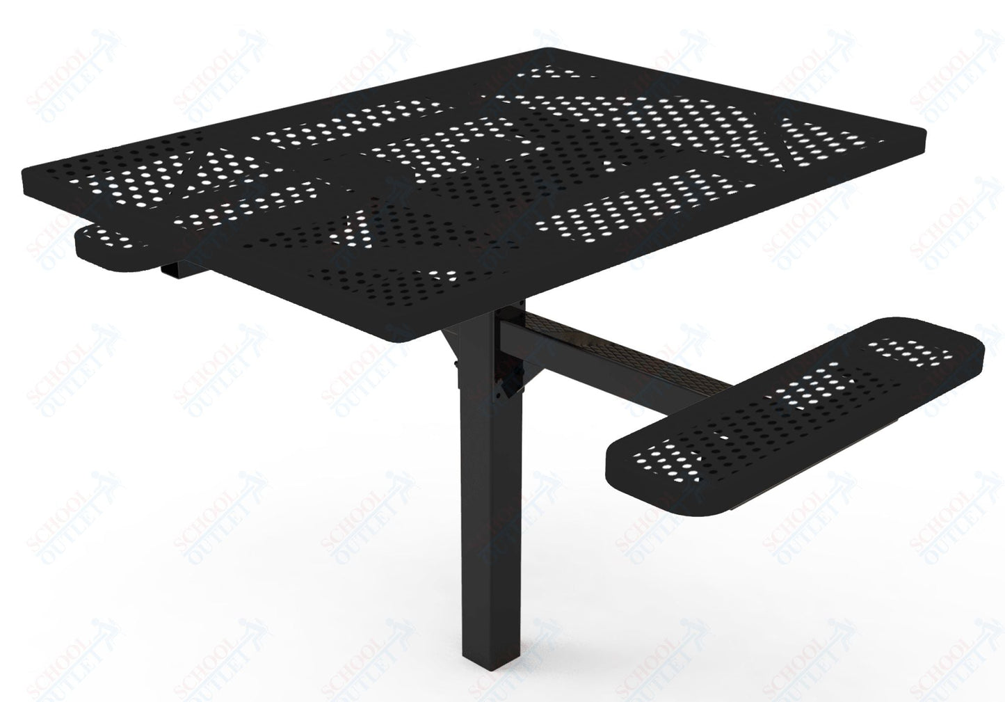 MyTcoat MYT - TSQ46 - 16 - 012 46″ Square Pedestal Picnic Table with Inground Mount, 2 Seat and Alternate ADA Accessible (77"W x 63"D x 30"H) - SchoolOutlet