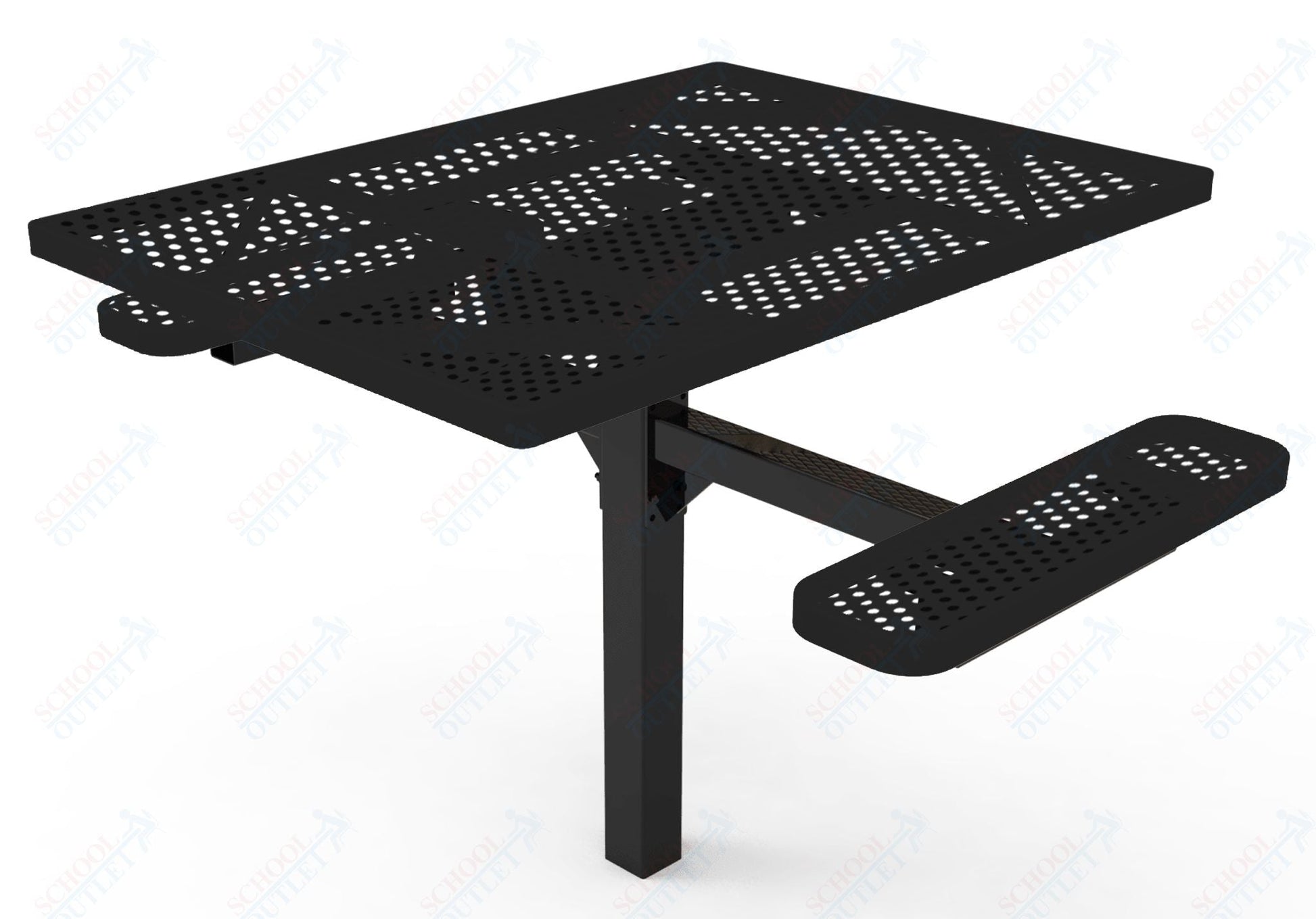 MyTcoat MYT - TSQ46 - 16 - 012 46″ Square Pedestal Picnic Table with Inground Mount, 2 Seat and Alternate ADA Accessible (77"W x 63"D x 30"H) - SchoolOutlet