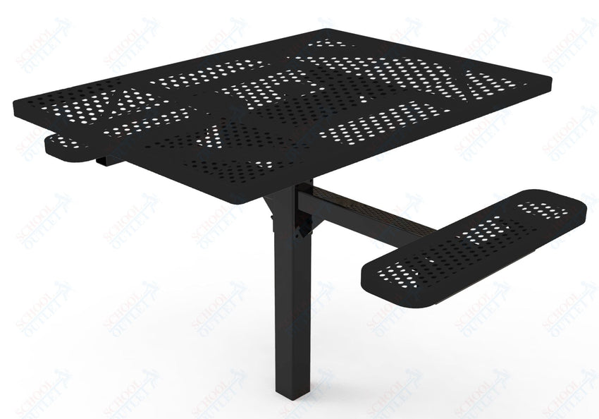 MyTcoat MYT - TSQ46 - 16 - 012 46″ Square Pedestal Picnic Table with Inground Mount, 2 Seat and Alternate ADA Accessible (77"W x 63"D x 30"H) - SchoolOutlet