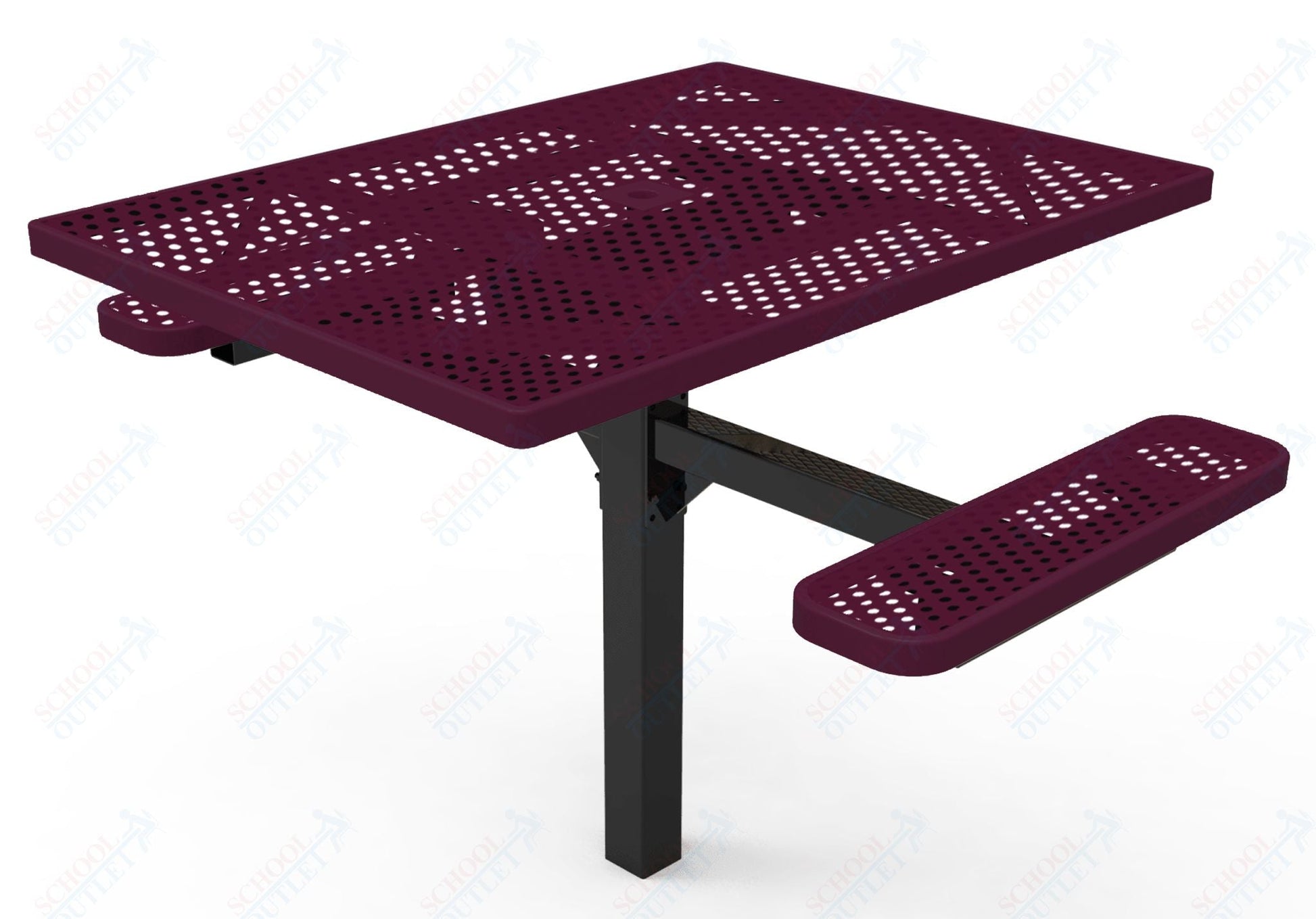 MyTcoat MYT - TSQ46 - 16 - 012 46″ Square Pedestal Picnic Table with Inground Mount, 2 Seat and Alternate ADA Accessible (77"W x 63"D x 30"H) - SchoolOutlet