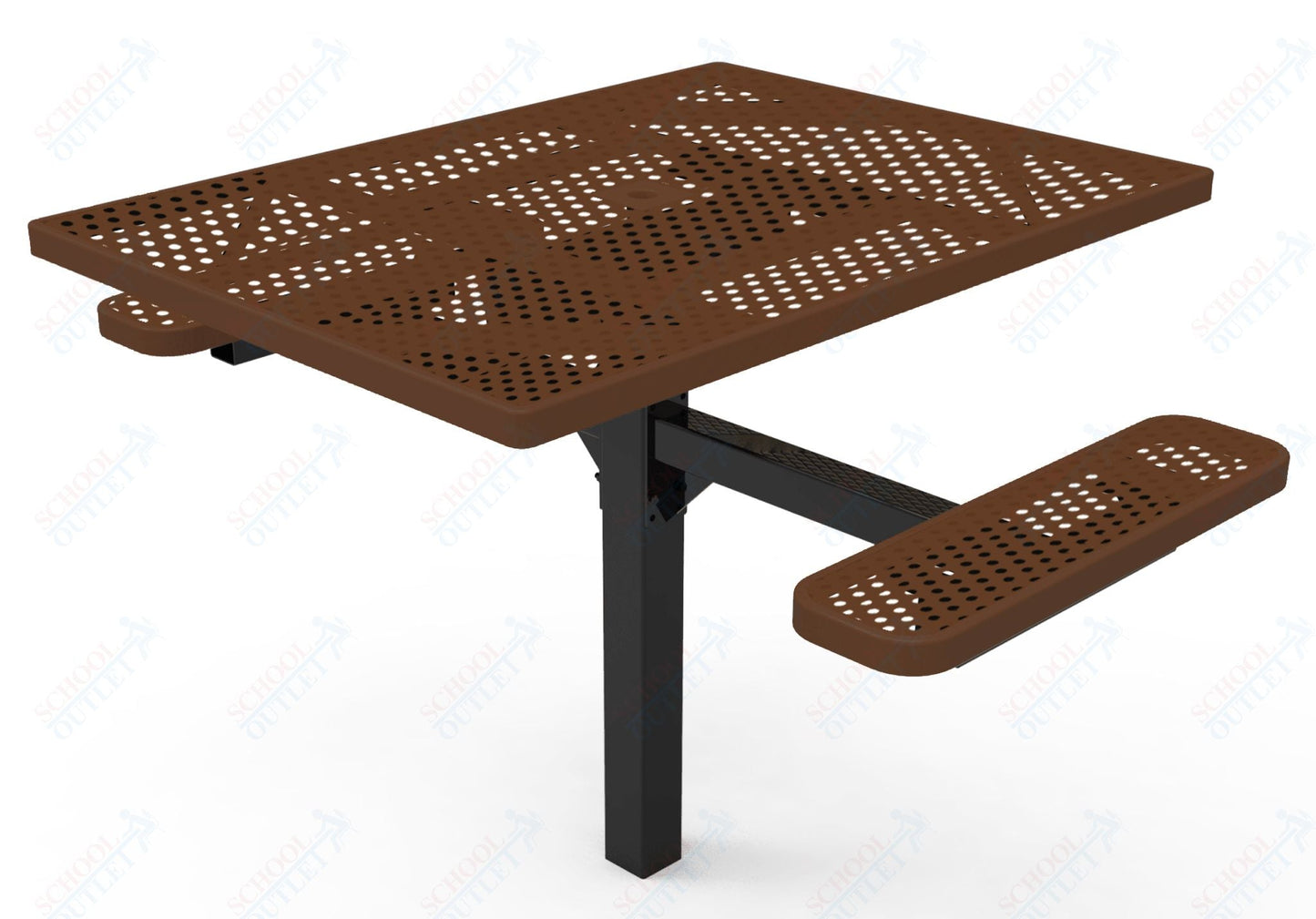 MyTcoat MYT - TSQ46 - 16 - 012 46″ Square Pedestal Picnic Table with Inground Mount, 2 Seat and Alternate ADA Accessible (77"W x 63"D x 30"H) - SchoolOutlet