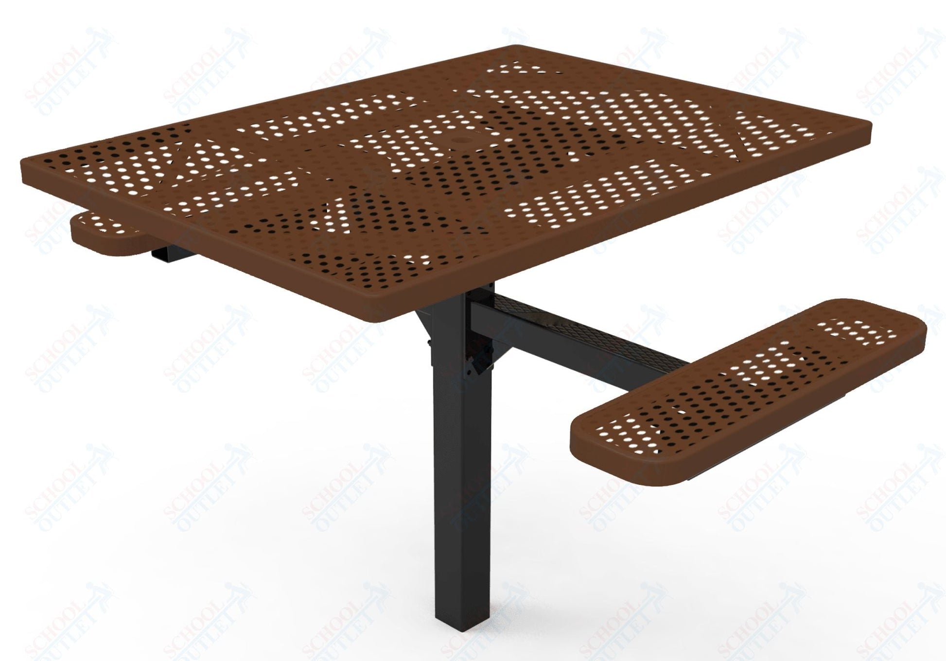 MyTcoat MYT - TSQ46 - 16 - 012 46″ Square Pedestal Picnic Table with Inground Mount, 2 Seat and Alternate ADA Accessible (77"W x 63"D x 30"H) - SchoolOutlet