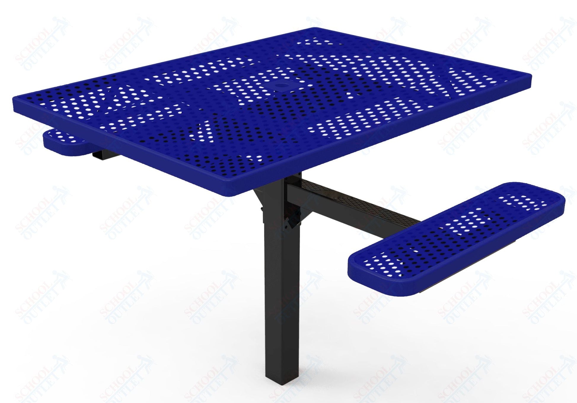 MyTcoat MYT - TSQ46 - 16 - 012 46″ Square Pedestal Picnic Table with Inground Mount, 2 Seat and Alternate ADA Accessible (77"W x 63"D x 30"H) - SchoolOutlet