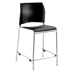 NPS 8700 Series Black Vinyl Padded 24"H Cafetorium Counter Stool with Arms (NPS-8710C-11-10-A)