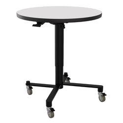 NPS Air-Lift Flipping Top Nesting Cafe Table, 30" Round, Whiteboard Top, Mdf Core, Protect Edge (NPS-ACT130MDPEWB)