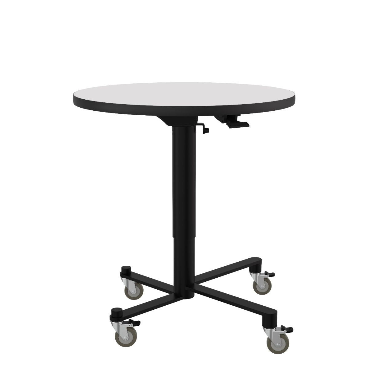 NPS Air - Lift Flipping Top Nesting Cafe Table, 30" Round, Whiteboard Top, Particleboard Core, T - Mold (NPS - ACT130PBTMWB) - SchoolOutlet