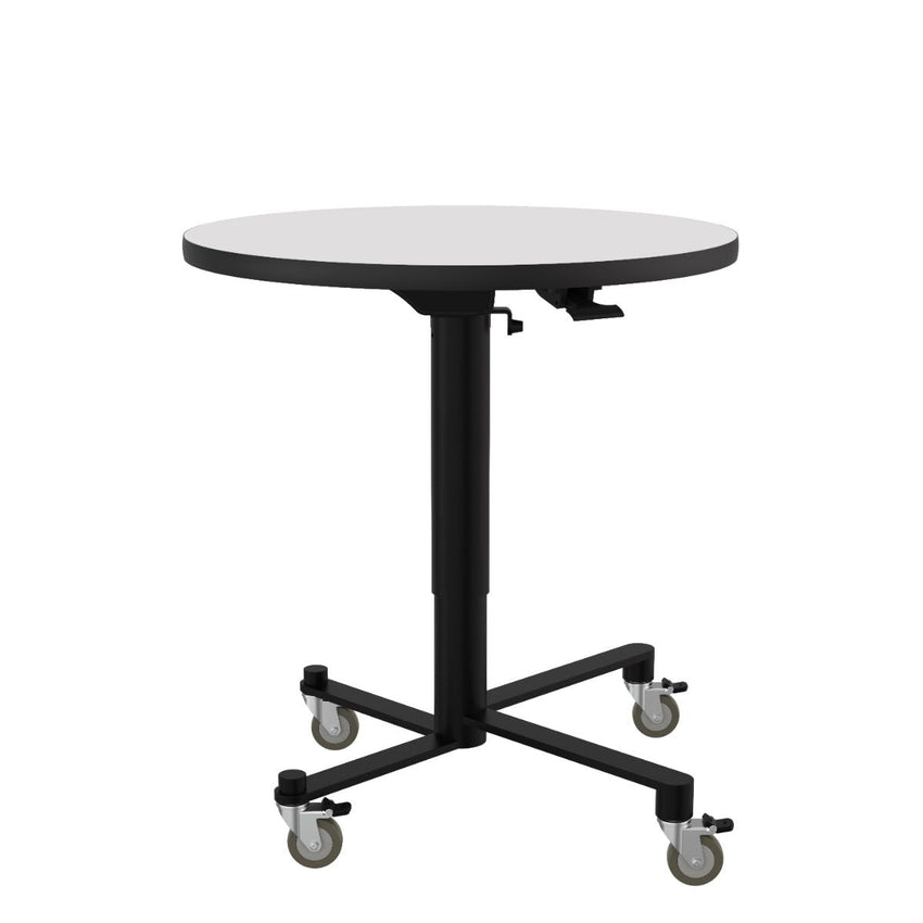 NPS Air - Lift Flipping Top Nesting Cafe Table, 30" Round, Whiteboard Top, Particleboard Core, T - Mold (NPS - ACT130PBTMWB) - SchoolOutlet