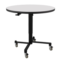 NPS Air-Lift Flipping Top Nesting Cafe Table, 36" Round, Whiteboard Top, Mdf Core, Protect Edge (NPS-ACT136MDPEWB)