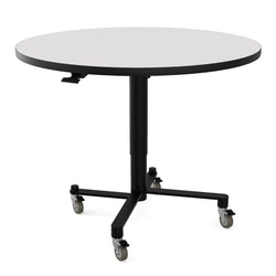 NPS Air-Lift Flipping Top Nesting Cafe Table, 42" Round, Whiteboard Top, Mdf Core, Protect Edge (NPS-ACT142MDPEWB)