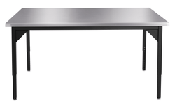 NPS Heavy Duty Adjustable Height Table Stainless Steel Top with Safety Return 30"W x 48"L x 22"-37"H (NPS-HDTX-3048STRET-ADJ)