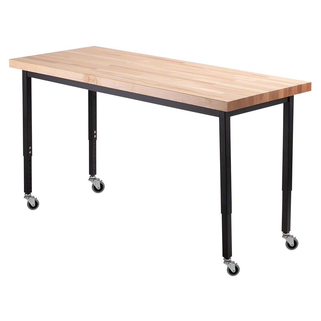 NPS Height Adjustable Utility Table, 30" X 60", Butcherblock Top (National Public Seating NPS - HDT3 - 3060B) - SchoolOutlet