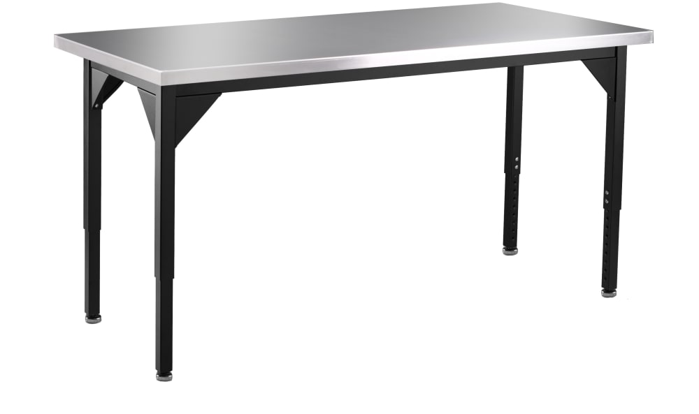 NPS Heavy Duty Adjustable Height Table Stainless Steel Top Straight Ed ...