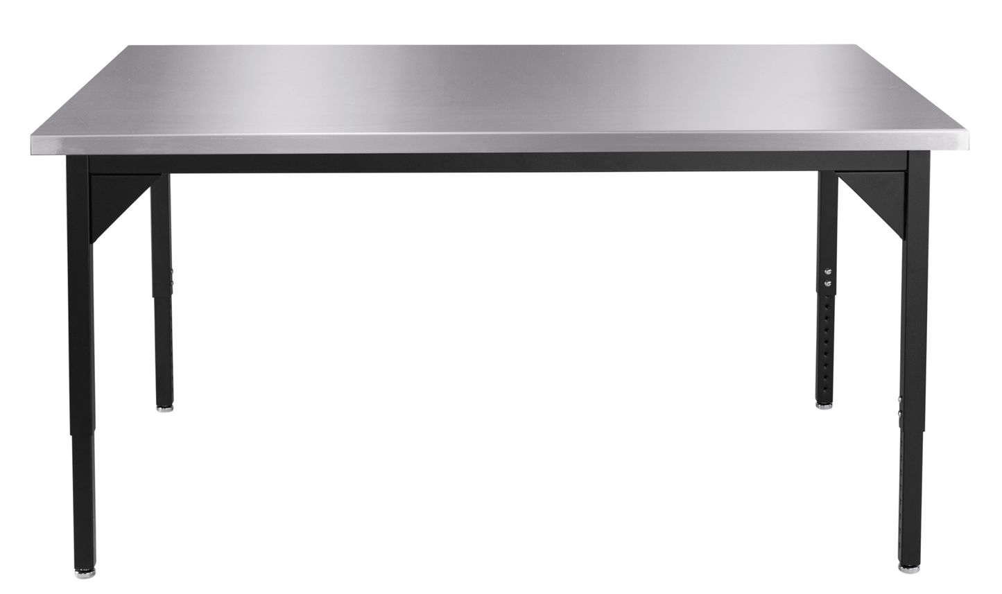 NPS Heavy Duty Adjustable Height Table Stainless Steel Top with Safety Return 36"W x 96"L x 22" - 37"H (NPS - HDTX - 3696STRET - ADJ) - SchoolOutlet