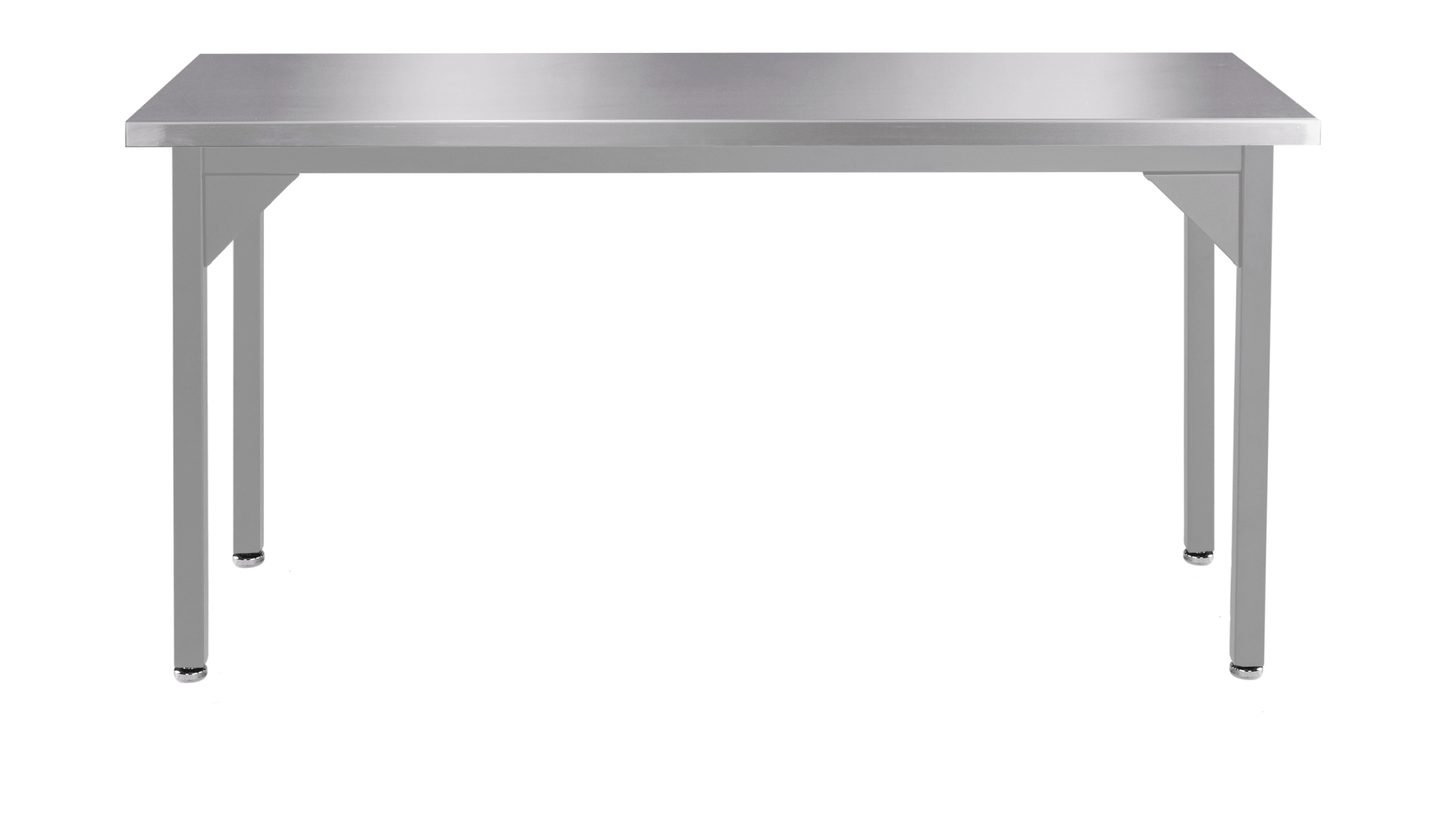 NPS Heavy Duty Fixed Height Table Stainless Steel Top with Safety Return 24"W x 84"L x 30"H (NPS - HDTX - 2484STRET - FIX) - SchoolOutlet