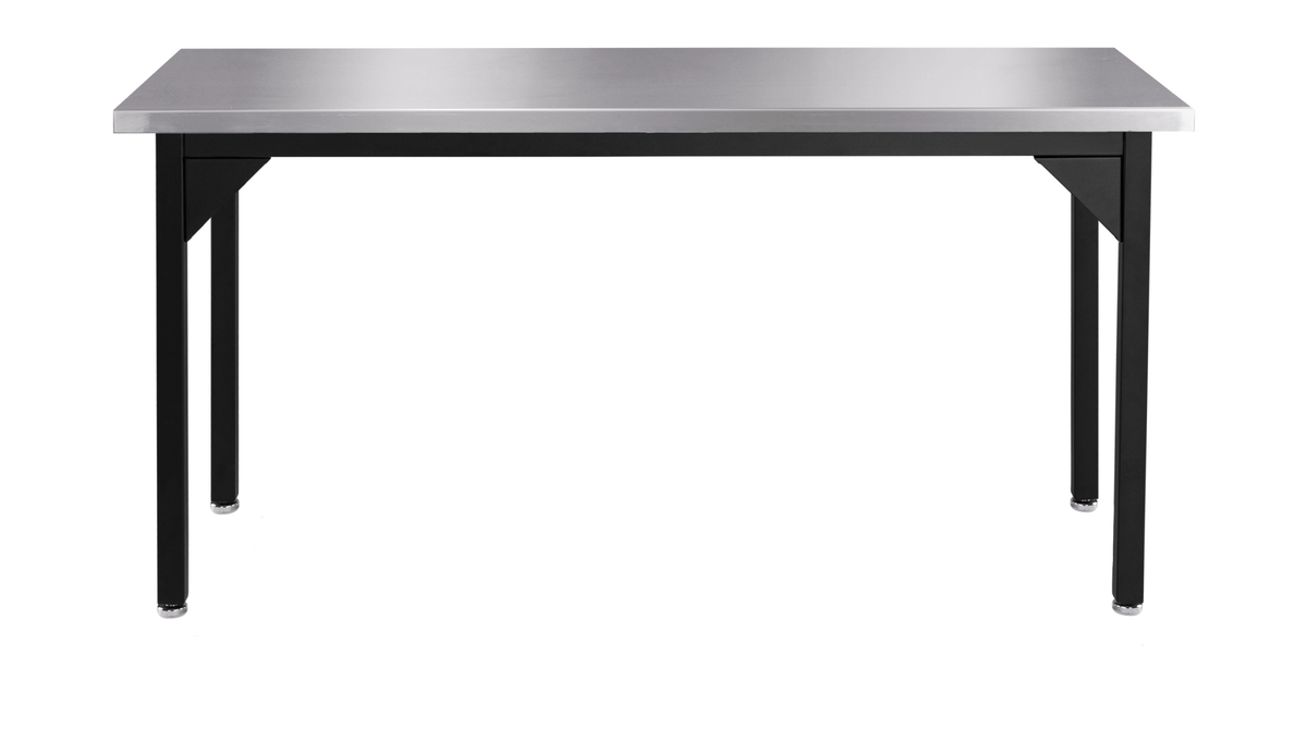 NPS Heavy Duty Fixed Height Table Stainless Steel Top with Safety Retu ...