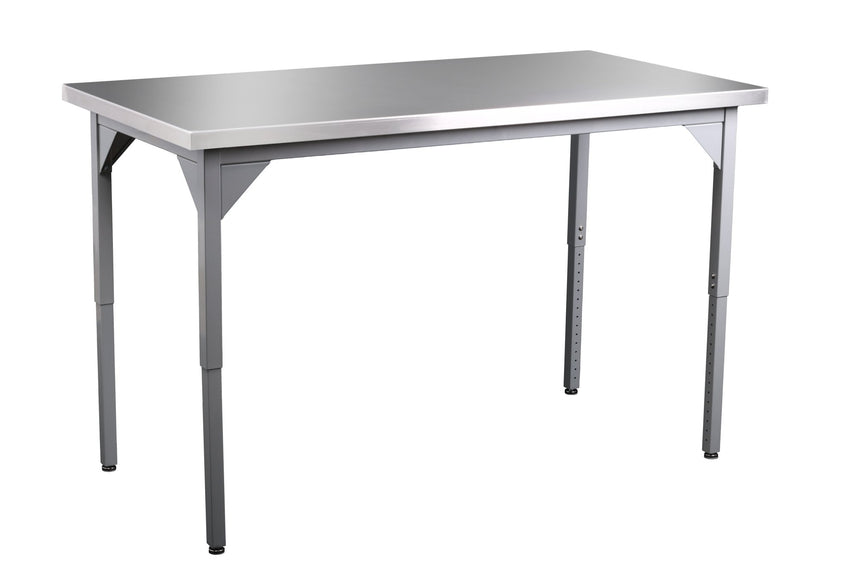 NPS Heavy Duty Adjustable Height Table Stainless Steel Top with Safety Return 24"W x 72"L x 22" - 37"H (NPS - HDTX - 2472STRET - ADJ) - SchoolOutlet