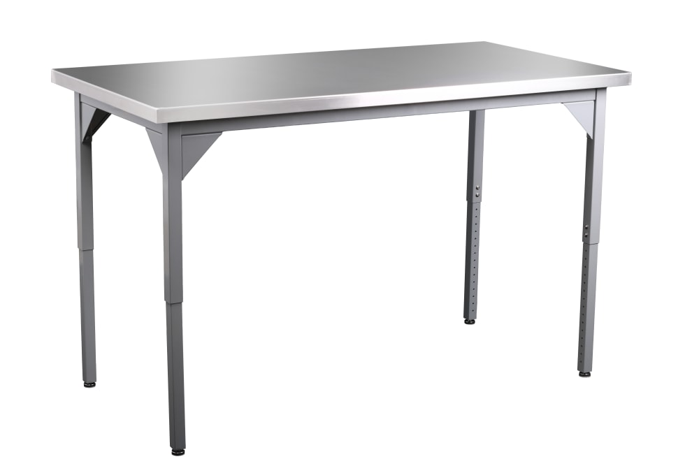 NPS Heavy Duty Adjustable Height Table Stainless Steel Top Straight Edge 24"W x 96"L x 22" - 37"H (NPS - HDTX - 2496ST - ADJ) - SchoolOutlet