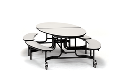 NPS Elliptical Mobile Fixed Bench Unit Folding Cafeteria Table 72" W x 121" L x 27" H (NPS-METB-XXX27)