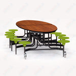 NPS Elliptical Mobile Stool Unit with Folding Cafeteria Table 45