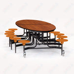 NPS Elliptical Mobile Stool Unit with Folding Cafeteria Table 45