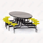 NPS Elliptical Mobile Stool Unit with Folding Cafeteria Table 45