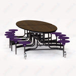 NPS Elliptical Mobile Stool Unit with Folding Cafeteria Table 45