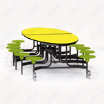 NPS Elliptical Mobile Stool Unit with Folding Cafeteria Table 45