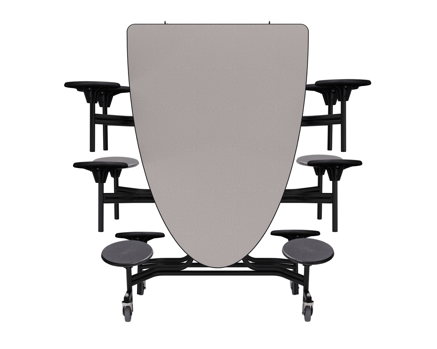 NPS Elliptical Mobile Stool Unit with Folding Cafeteria Table 45" W x 121" L x 25" H (NPS-METS-XX-25) - SchoolOutlet