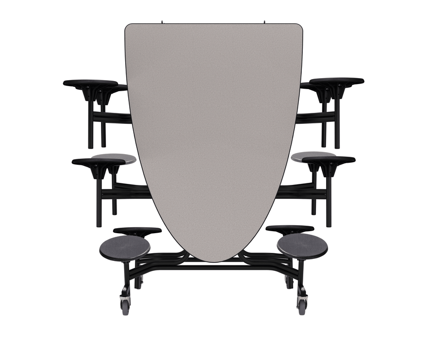 NPS Elliptical Mobile Stool Unit with Folding Cafeteria Table 45" W x 121" L x 27" H (NPS-METS-XX-27) - SchoolOutlet