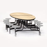 NPS Elliptical Mobile Stool Unit with Folding Cafeteria Table 45