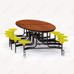 NPS Elliptical Mobile Stool Unit with Folding Cafeteria Table 45
