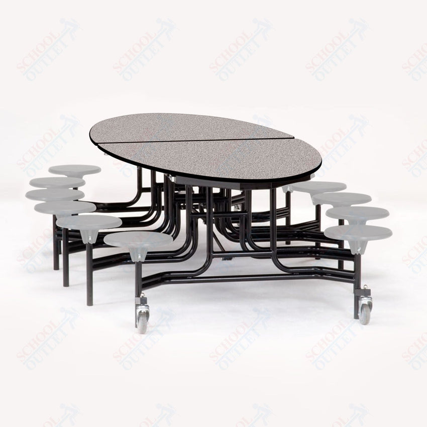 NPS Elliptical Mobile Stool Unit with Folding Cafeteria Table 45" W x 121" L x 25" H (NPS-METS-XX-25) - SchoolOutlet