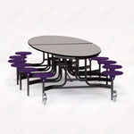 NPS Elliptical Mobile Stool Unit with Folding Cafeteria Table 45