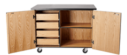 NPS Mobile Science Cart with Inner Drawers and Shelf, Chem Res Top (National Public Seating NPS-MSC02)