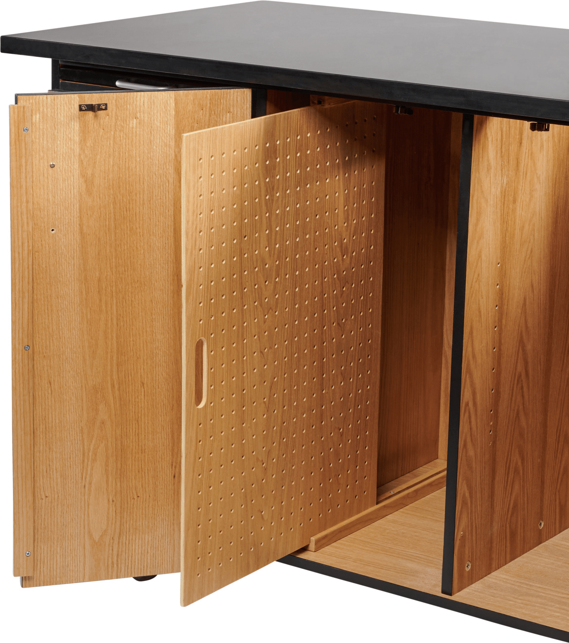 NPS Mobile Science Cart with External Drawers and Pegboard, Chem Res Top (National Public Seating NPS-MSC03) - SchoolOutlet