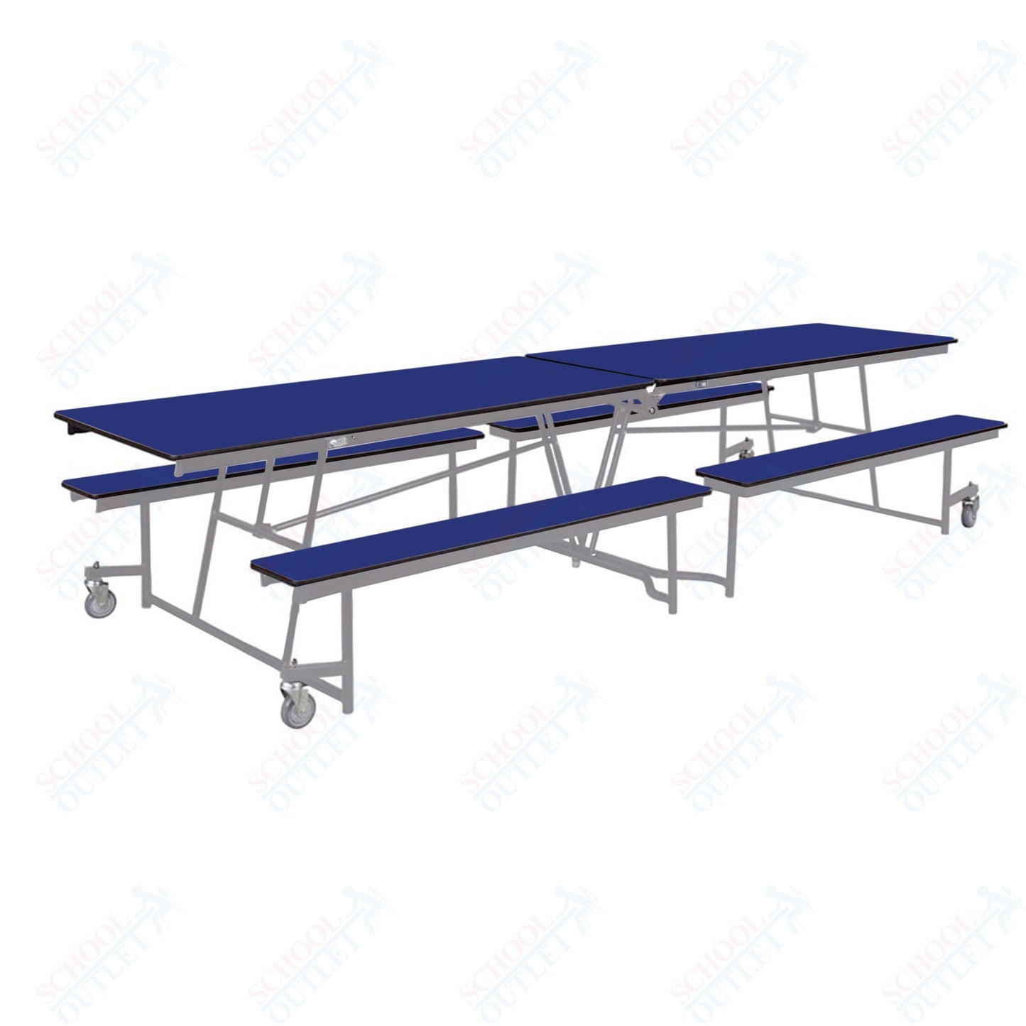 NPS Rectangle Mobile Cafeteria Table - 30" W x 12' L x 27" - Seats 12-16 (NPS-MTFB12-XX-27) - SchoolOutlet