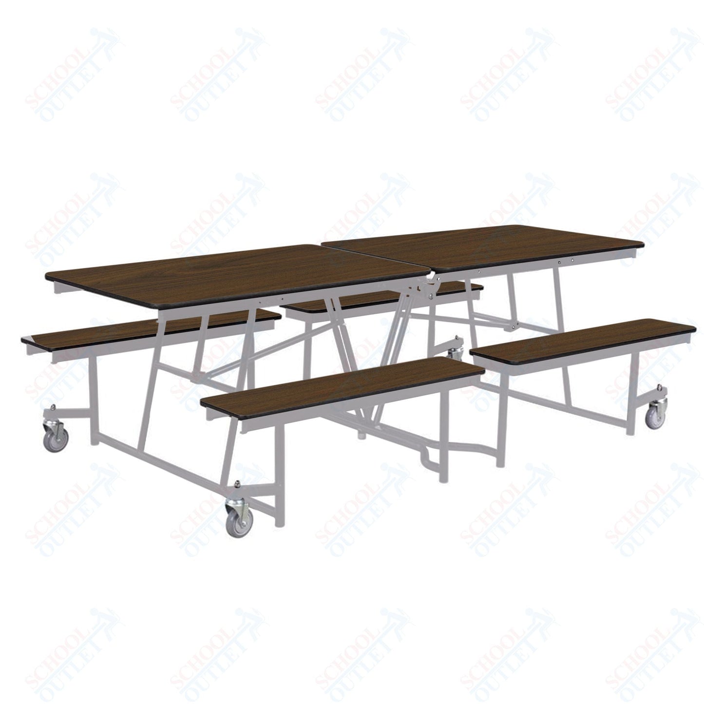 NPS Rectangle Mobile Cafeteria Table - 30" W x 8' L x 27" - Seats 8-12 (NPS-MTFB8-XX-27) - SchoolOutlet