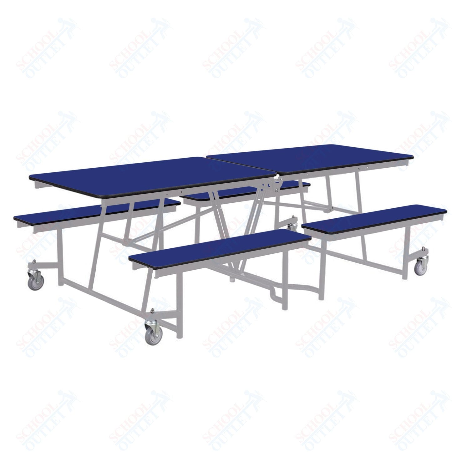 NPS Rectangle Mobile Cafeteria Table - 30" W x 8' L x 27" - Seats 8-12 (NPS-MTFB8-XX-27) - SchoolOutlet