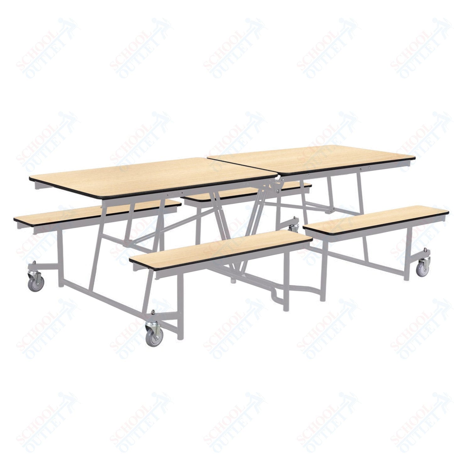 NPS Rectangle Mobile Cafeteria Table - 30" W x 8' L x 25" - Seats 8-12 (NPS-MTFB8-XX-25) - SchoolOutlet