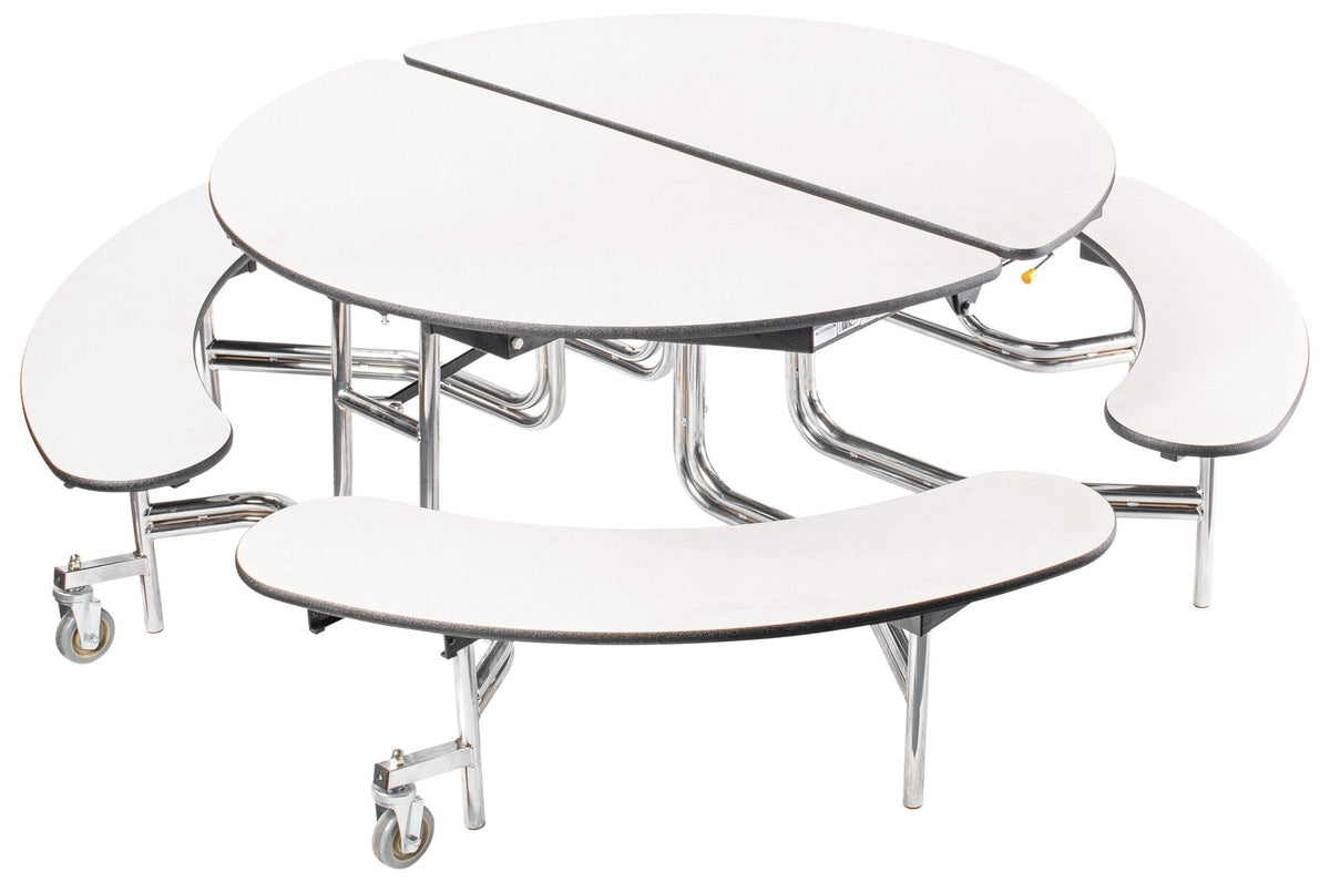NPS Round Mobile Bench Unit Folding Cafeteria Table 60" W x 60" L x 25" H (NPS-MTR60B-XXX25) - SchoolOutlet