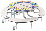 NPS Round Mobile Bench Unit Folding Cafeteria Table 60