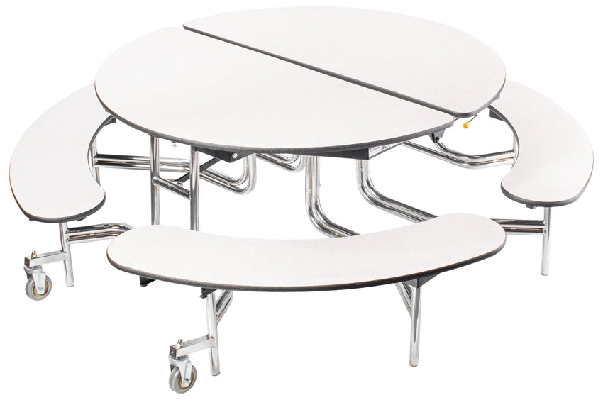 NPS Round Mobile Bench Unit Folding Cafeteria Table 60" W x 60" L x 32" H (NPS-MTR60B-XXX32) - SchoolOutlet
