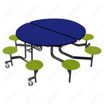 NPS Round Mobile Stool Unit Folding Cafeteria Table with Optional Bench Seating 60